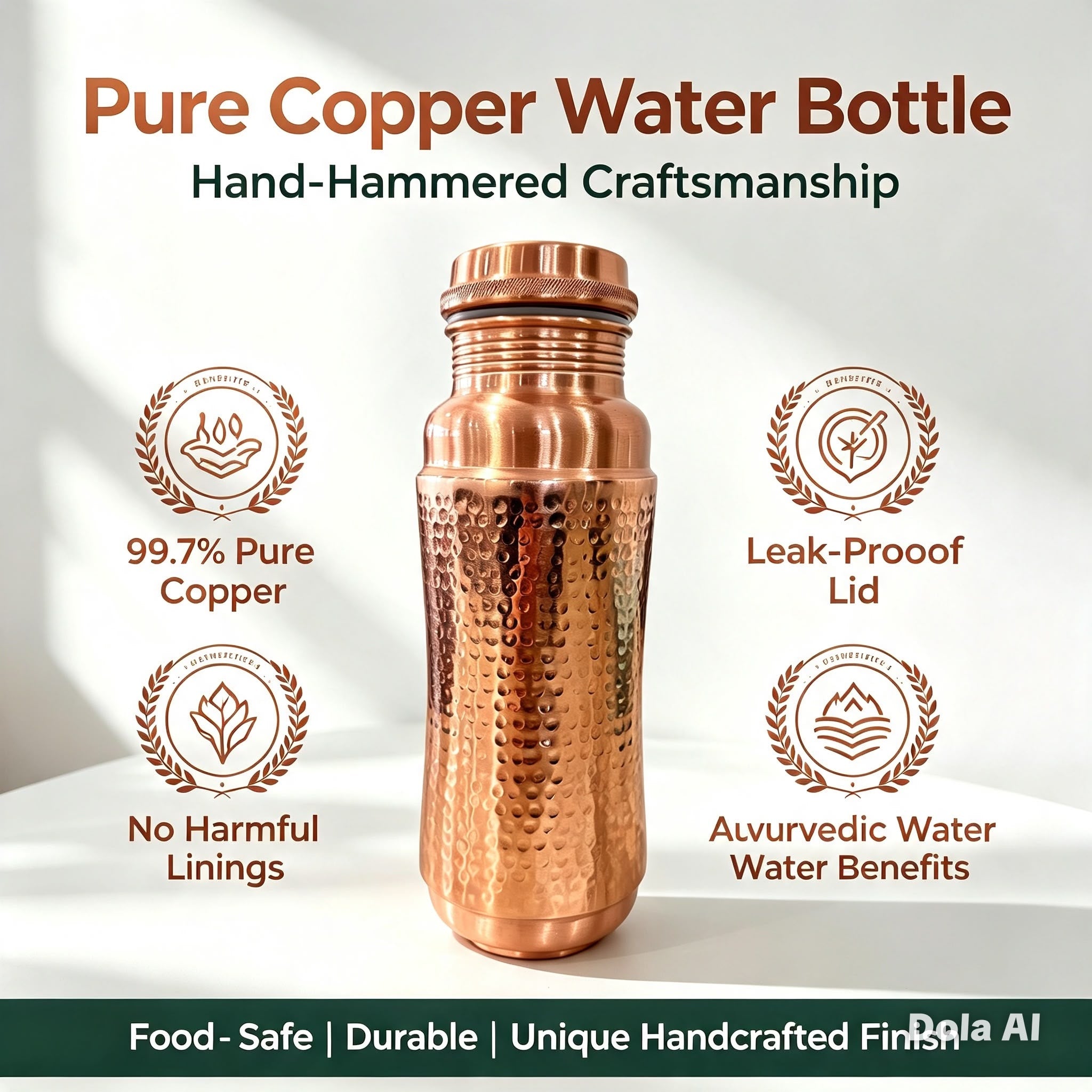 Pure Copper Water Bottle - Jumbo